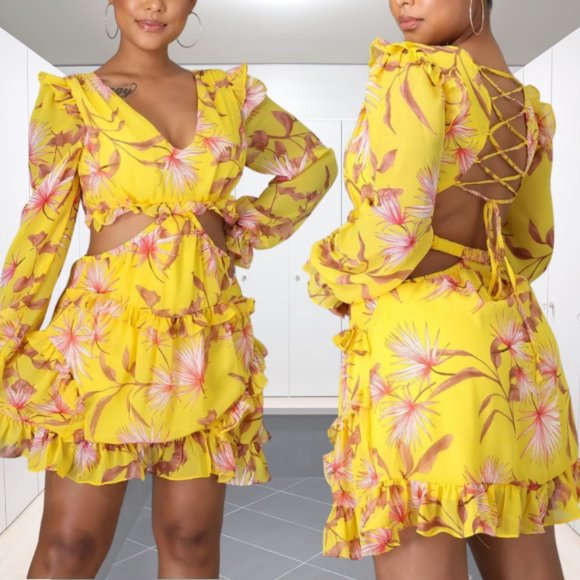 privy Dresses & Skirts - NWT Tropical Oasis Frill Dress